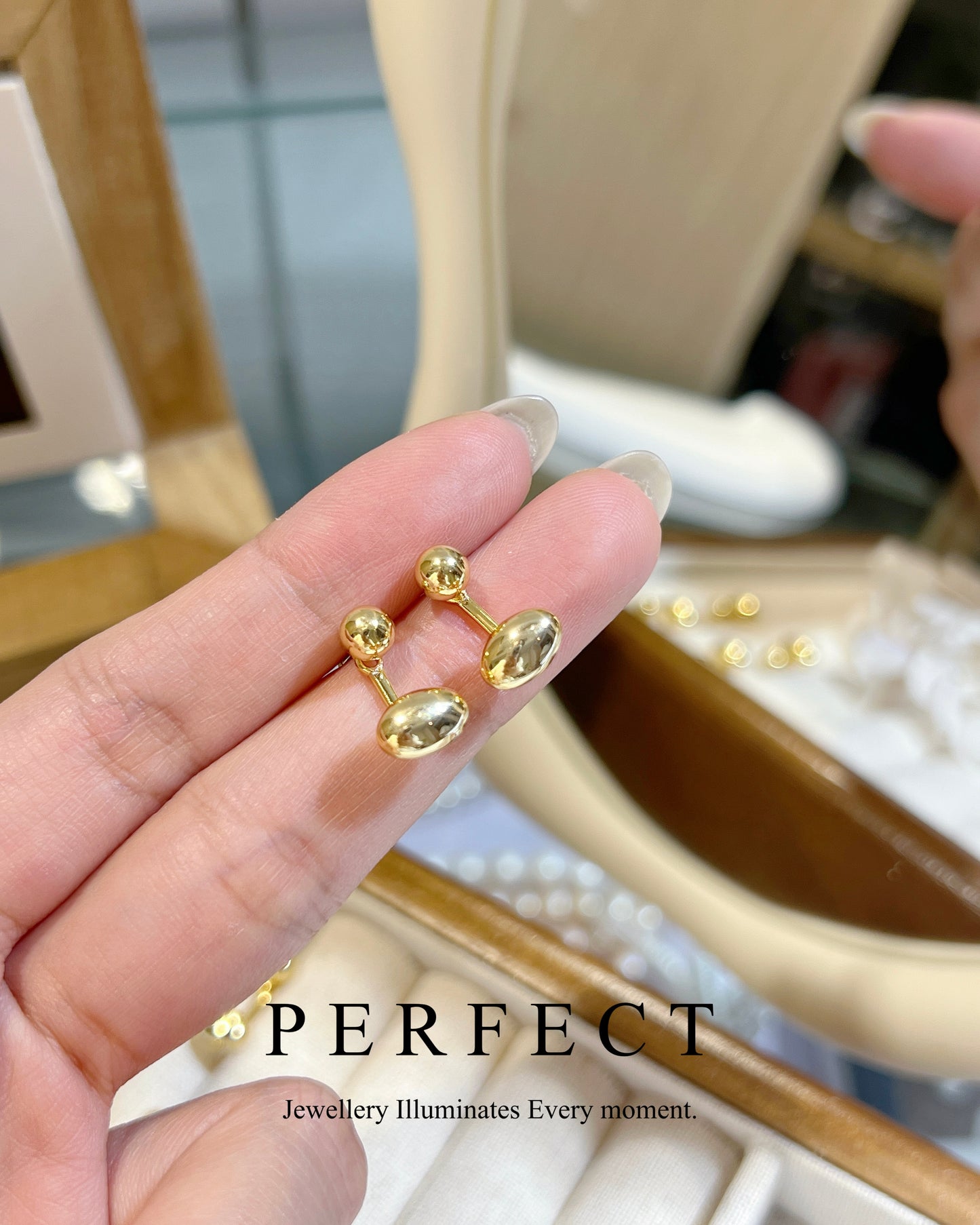 [Golden]⚜️✨Brass Two-ways Earrings | 14K注金小金豆歐美耳釘✨