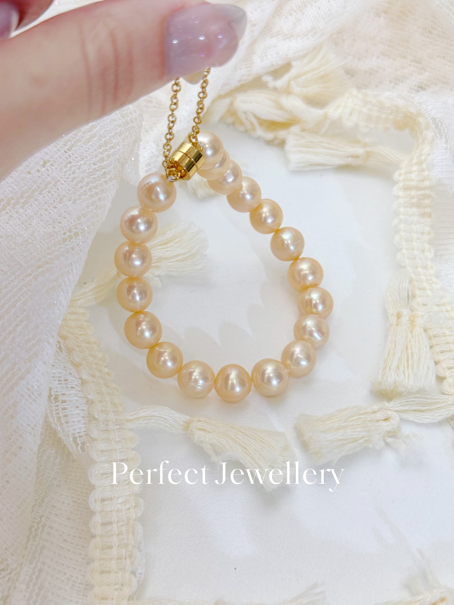 8.5-9mm Freshwater Pearl Bracelet 香檳金橙淡水珍珠手鍊