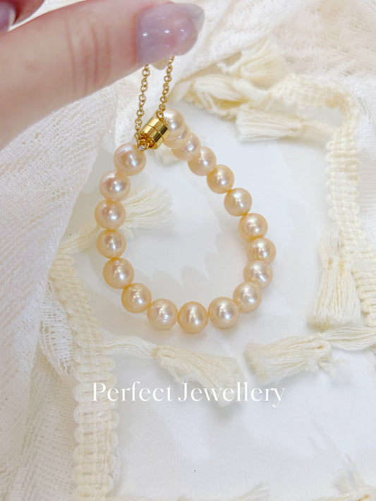 8.5-9mm Freshwater Pearl Bracelet 香檳金橙淡水珍珠手鍊