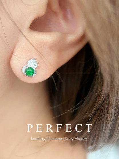 [S925] ✨Natural Jade Earrings | 天然A貨翡翠葫蘆S925 耳釘✨🟢