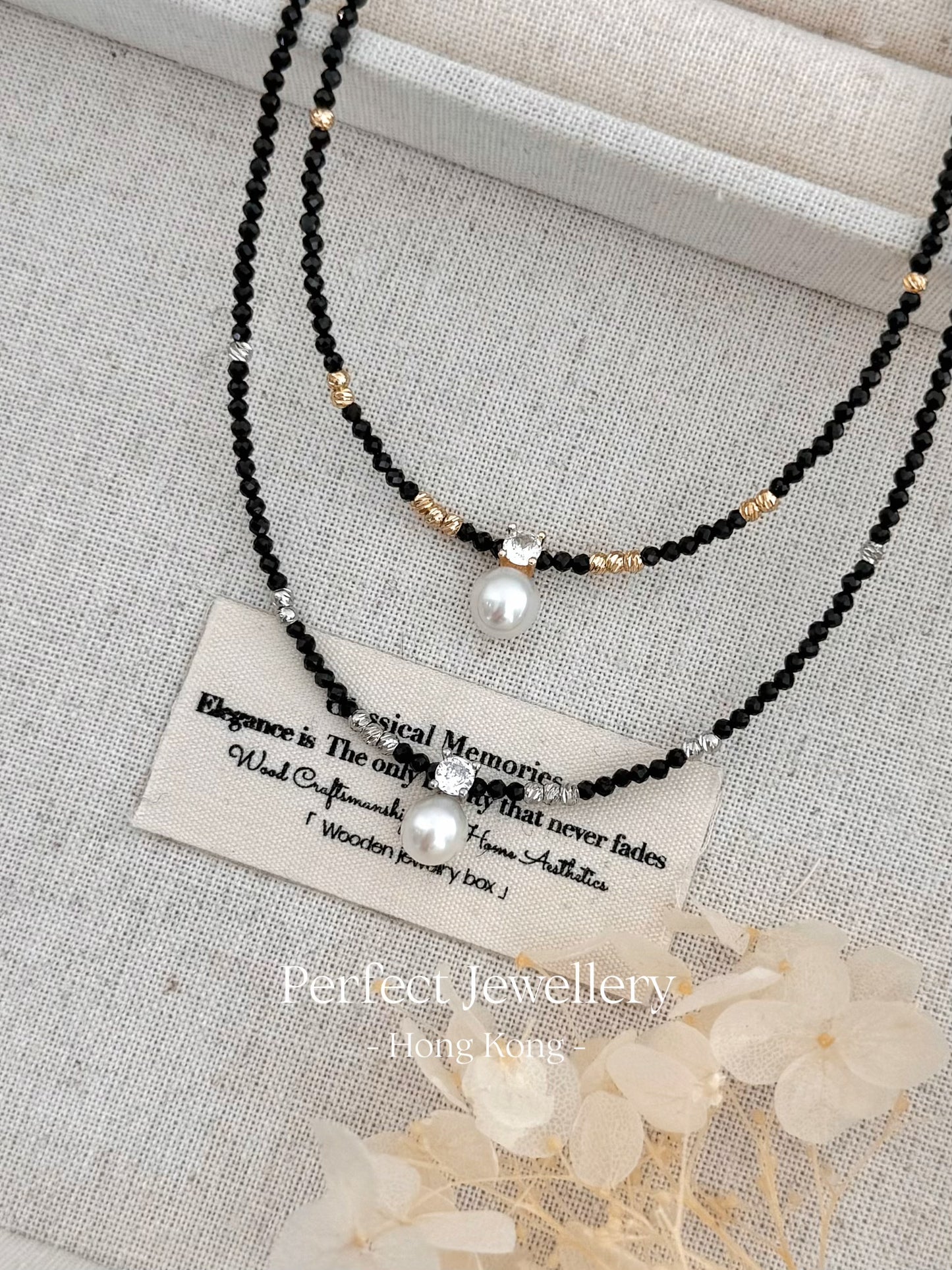 Black Spinel & Freshwater Pearl Necklace | 黑尖晶&戴妃淡水珍珠項鍊