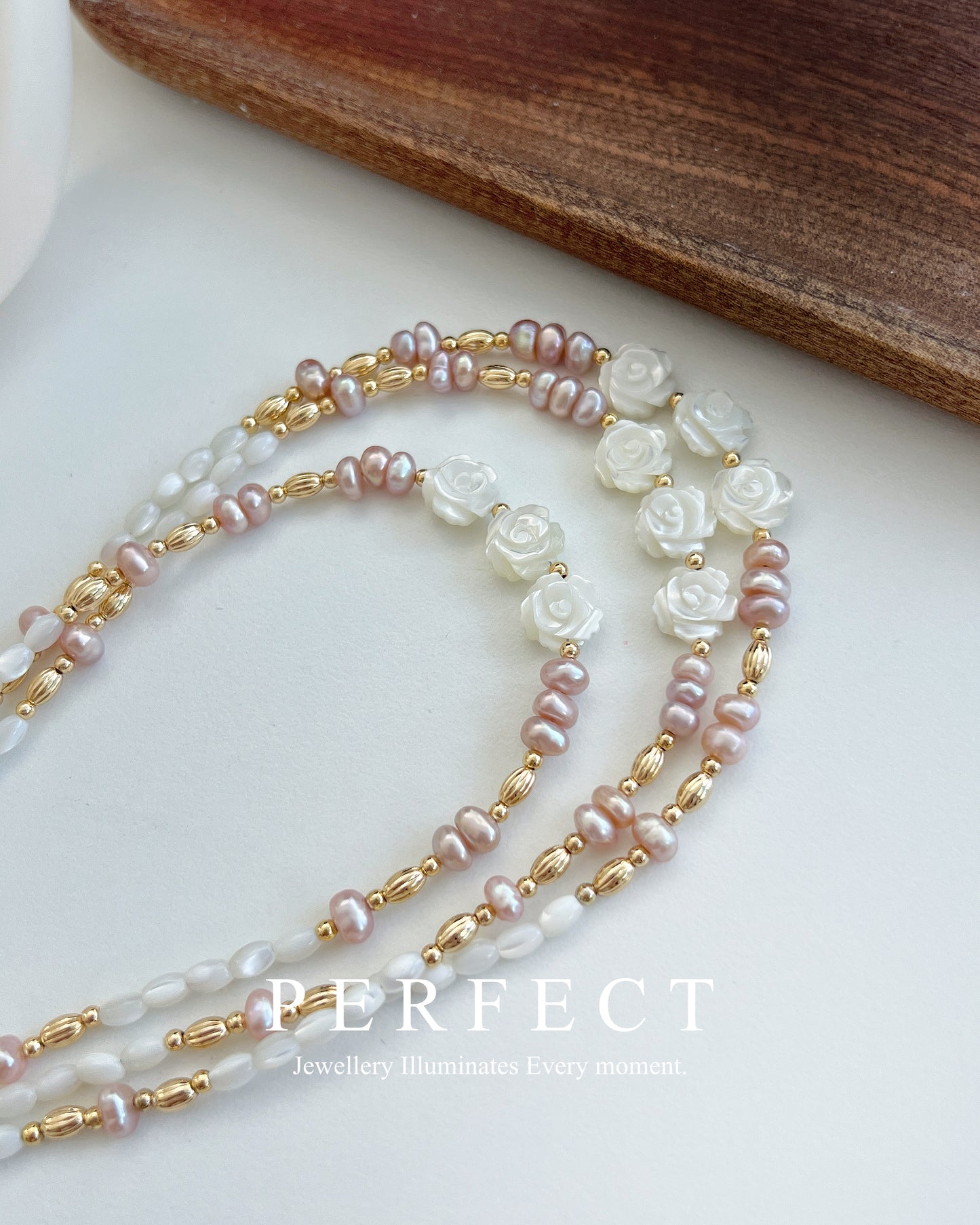 Rosy🌹✨Freshwater Pearl MOP Necklace |淡水珍珠母貝玫瑰項鍊✨
