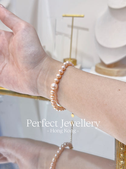 Orange Freshwater Pearl Bracelet | 橘子粉橙淡水珍珠手鍊