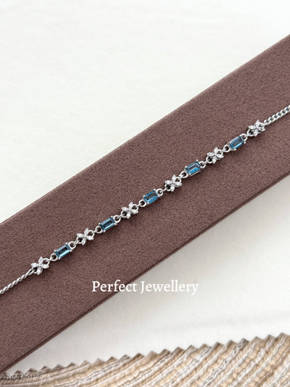 London Blue Topaz Brass Bracelet | 倫敦藍托帕梯方雪花手鏈