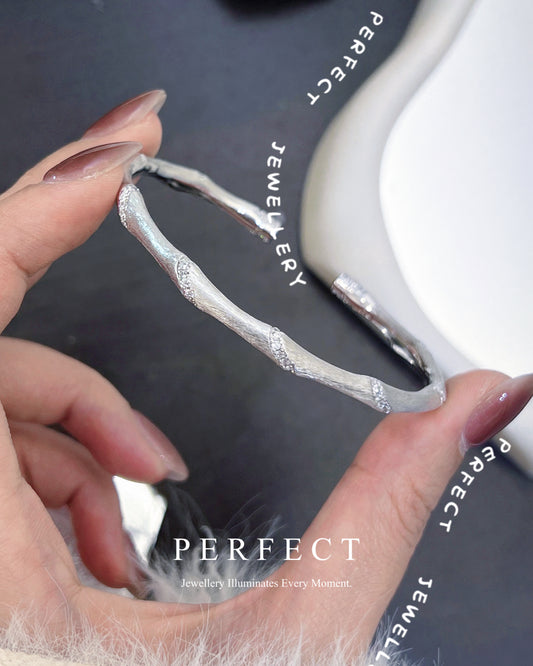 🎋✨Bamboo S925 Silver Bangle |義大利工藝拉絲竹節手鐲✨