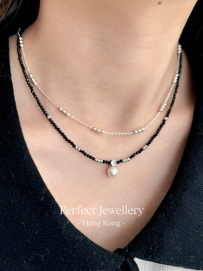 Black Spinel & Freshwater Pearl Necklace | 黑尖晶&戴妃淡水珍珠項鍊