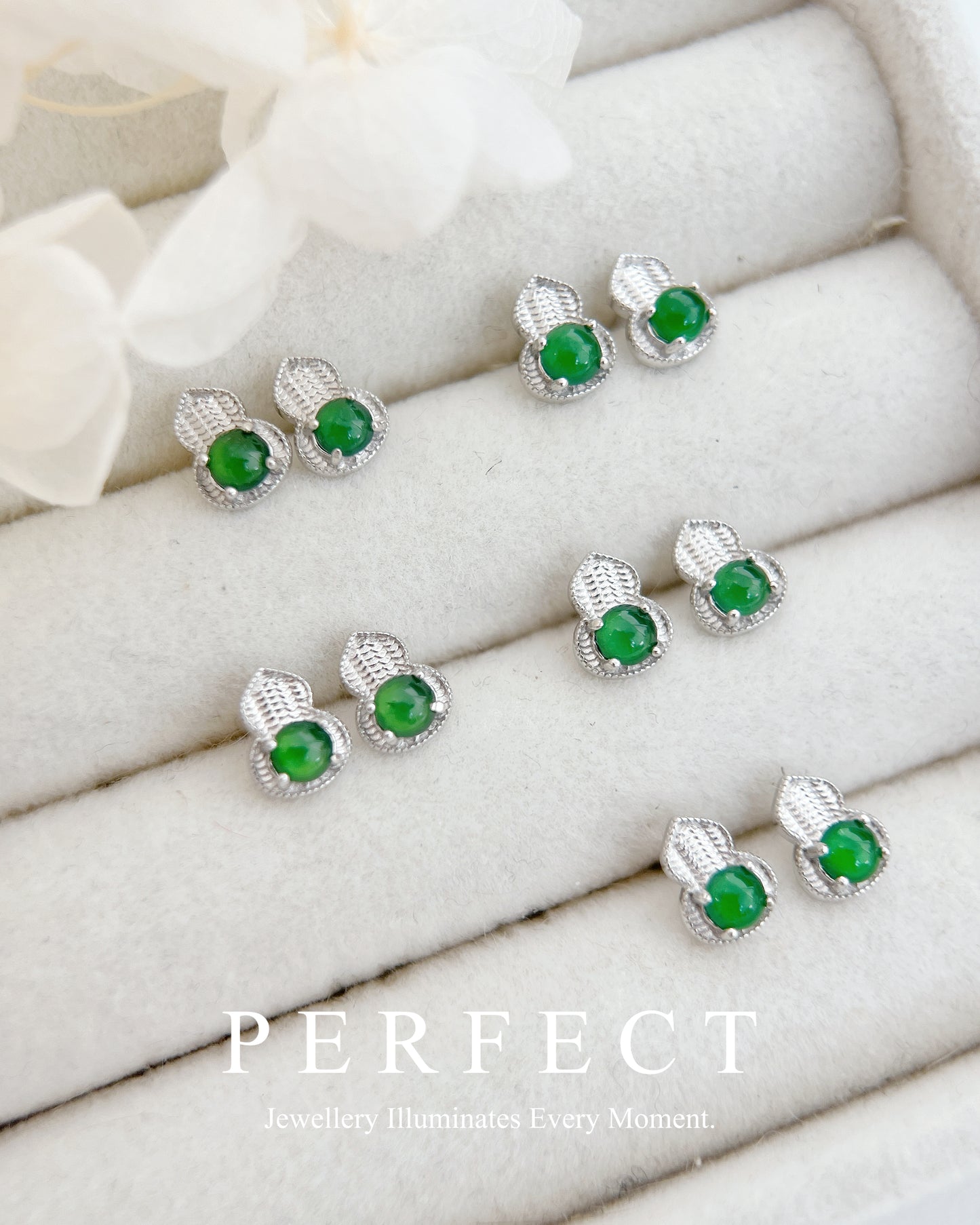 [S925] ✨Natural Jade Earrings | 天然A貨翡翠葫蘆S925 耳釘✨🟢