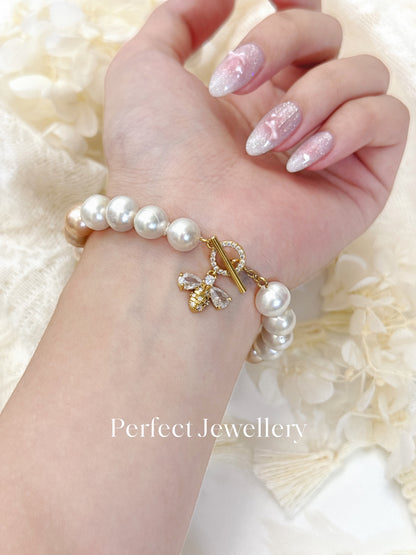 8.5-9mm Freshwater Pearl Bracelet 淡水珍珠漸變粉橙白手鍊