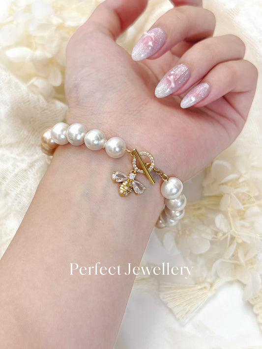 8.5-9mm Freshwater Pearl Bracelet 淡水珍珠漸變粉橙白手鍊