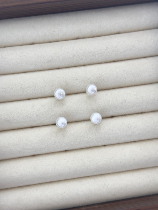 6-6.5mm Freshwater Pearl Earring | 淡水珍珠小饅頭耳釘