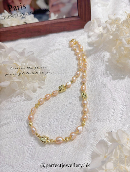 ✨Freshwater Baroque Pearl Necklace ｜淡水粉橙巴洛克珍珠項鏈✨🌆