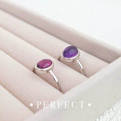 Sugar Bean Purple Garnet S925 Ring 紫牙烏包邊戒指