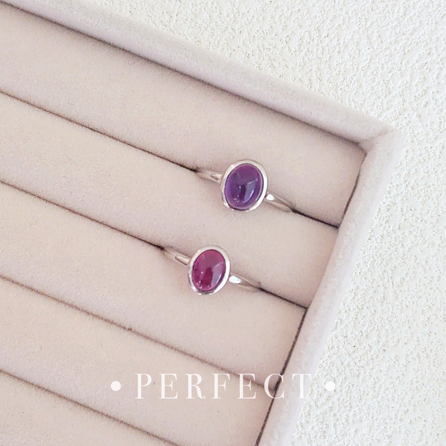 Sugar Bean Purple Garnet S925 Ring 紫牙烏包邊戒指