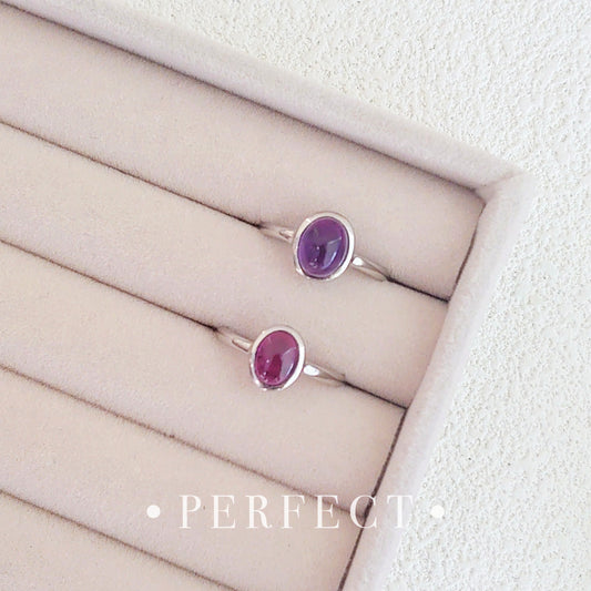 Sugar Bean Purple Garnet S925 Ring 紫牙烏包邊戒指