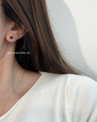 ✨🖤Black Spinel Earrings｜黑尖晶單粒耳釘🐈‍⬛✨