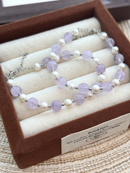 Amethyst & Freshwater Pearl Bracelet | 薰衣草紫水晶淡水珍珠手鏈