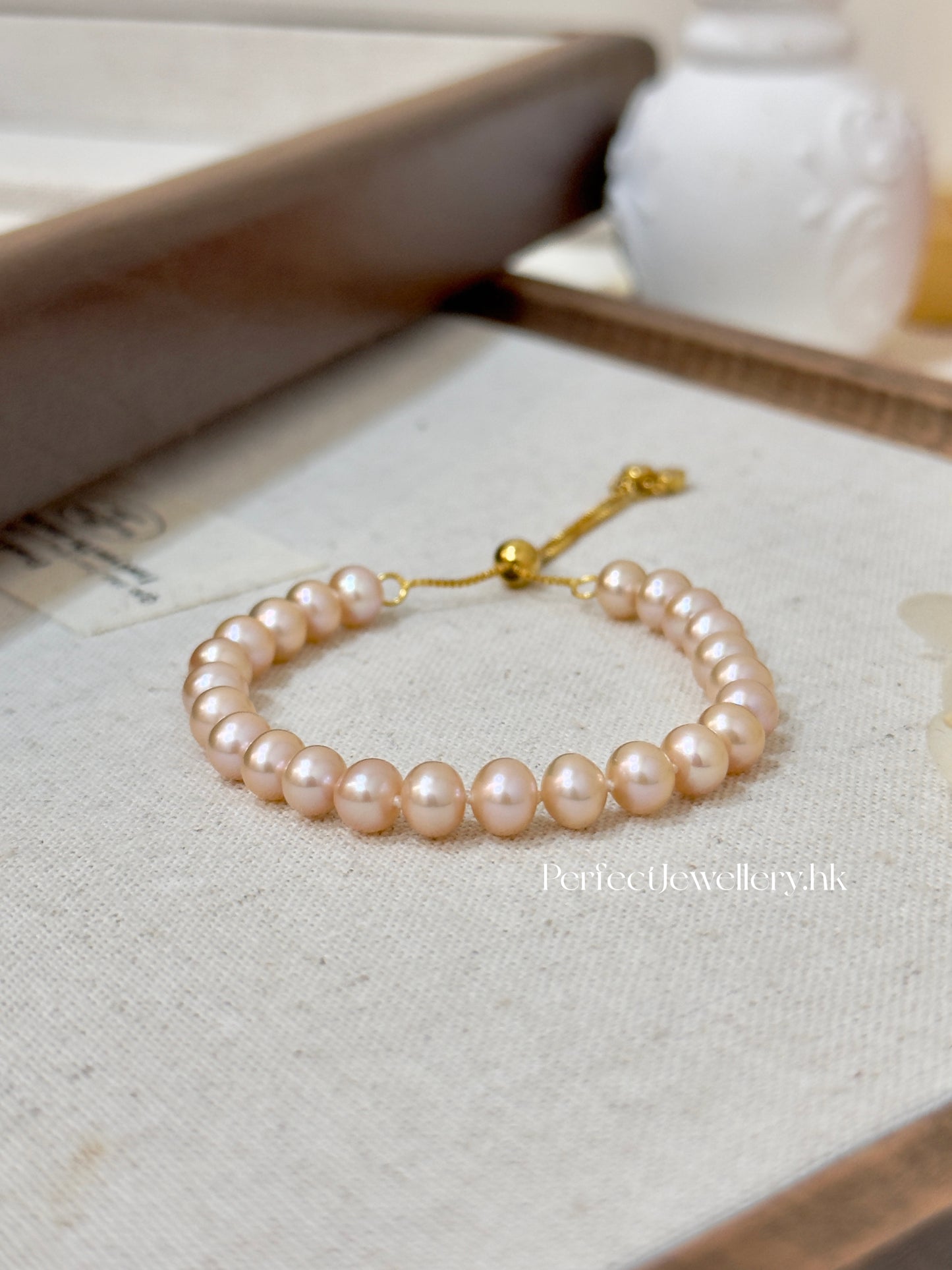 Freshwater Pearl S925 Bracelet | 粉橙淡水珍珠伸縮S925手鍊