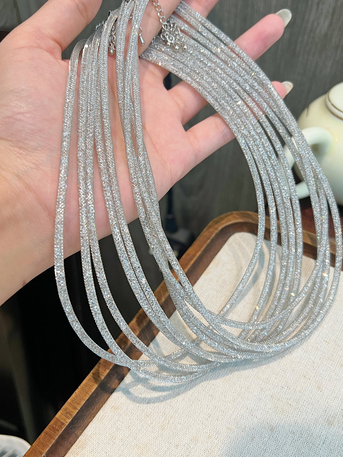 Bling Bling Brass Necklace | 閃閃編織網兜頸圈