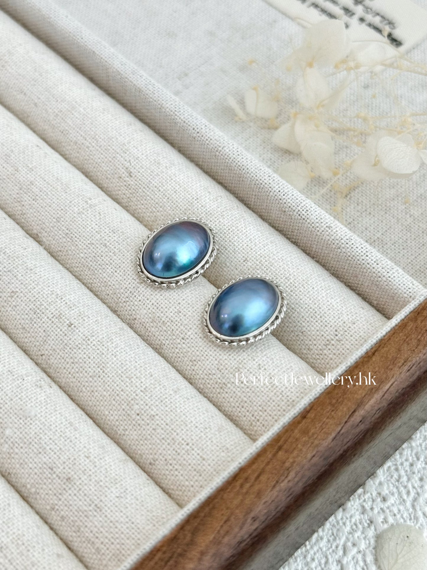 Blue Mabe S925 Earrings | 海水藍馬貝S925耳釘