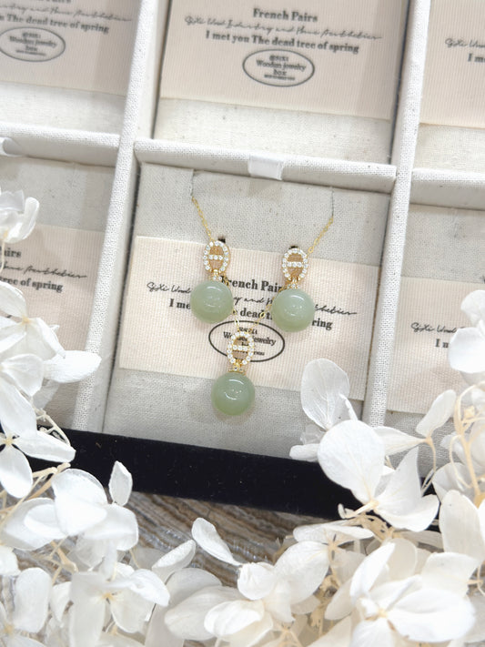 Hetian Jade S925 Necklace & Earrings | 和田玉豬鼻S925銀項鍊&耳釘