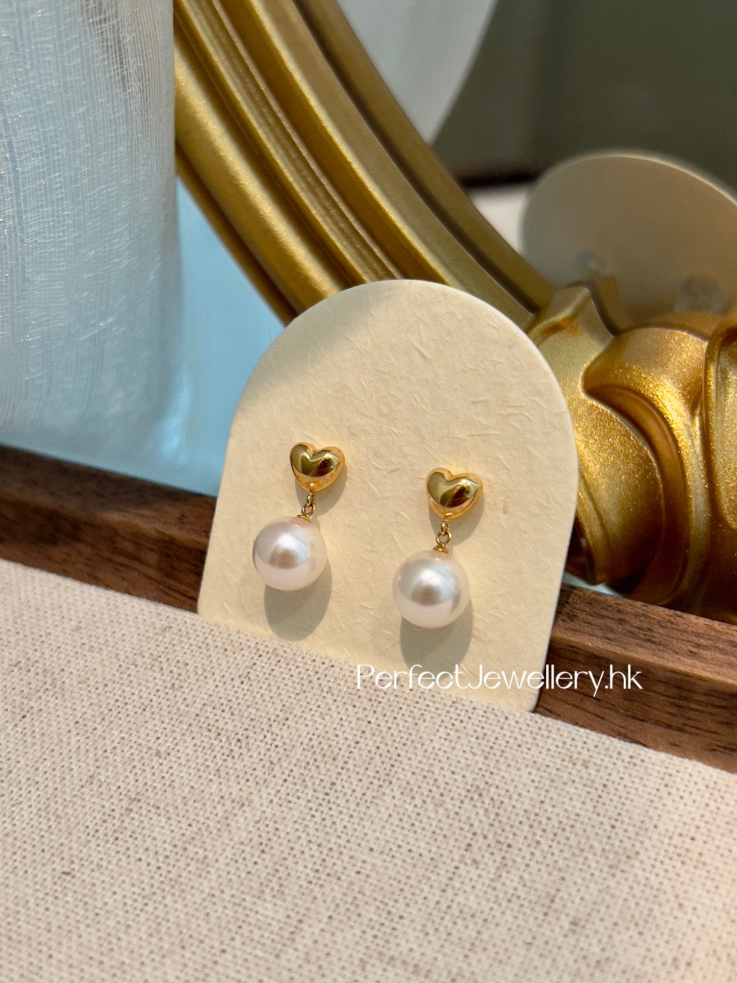 18K Japan Akoya Earring | 18K金 日本Akoya愛心耳釘