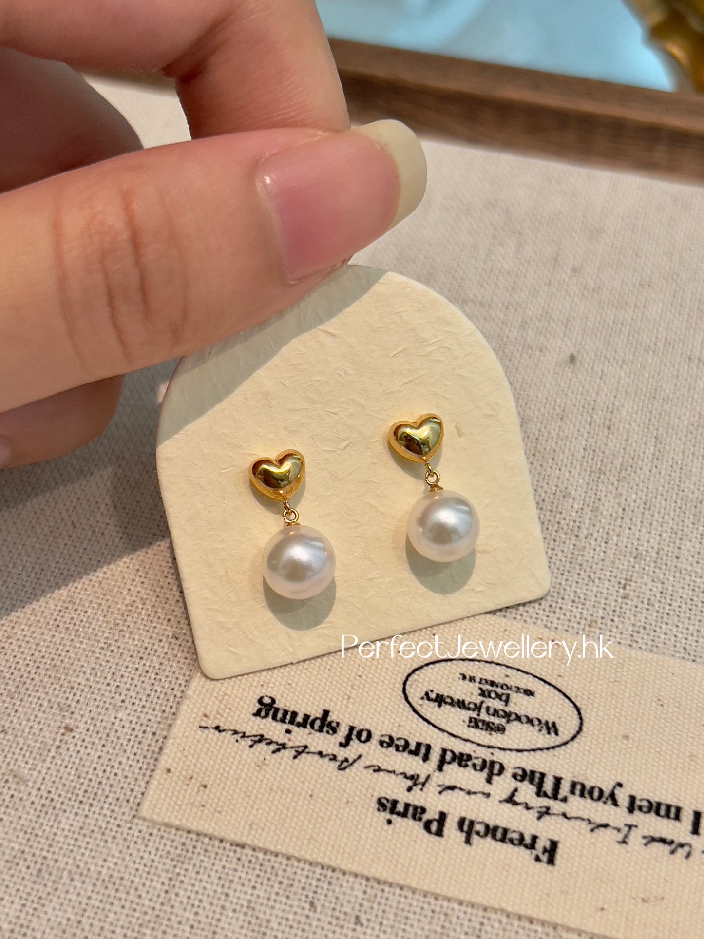 18K Japan Akoya Earring | 18K金 日本Akoya愛心耳釘