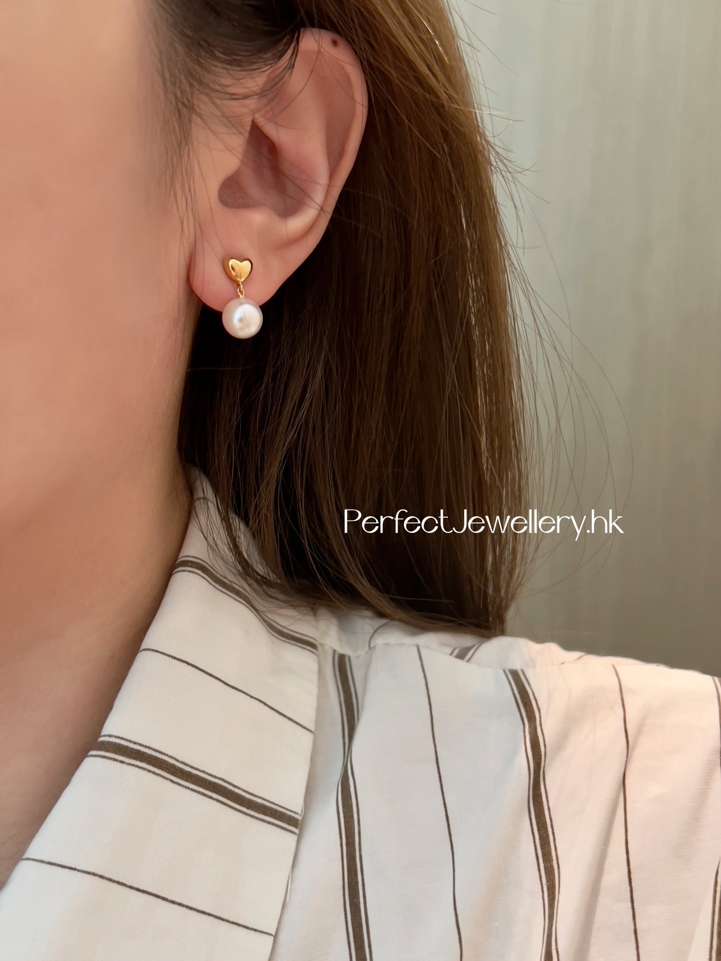 18K Japan Akoya Earring | 18K金 日本Akoya愛心耳釘