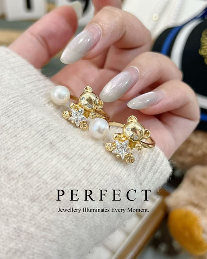 ✨Freshwater Pearl Teddy Bear 🧸 Ring | 淡水珍珠熊仔戒指✨💛🌻🐾