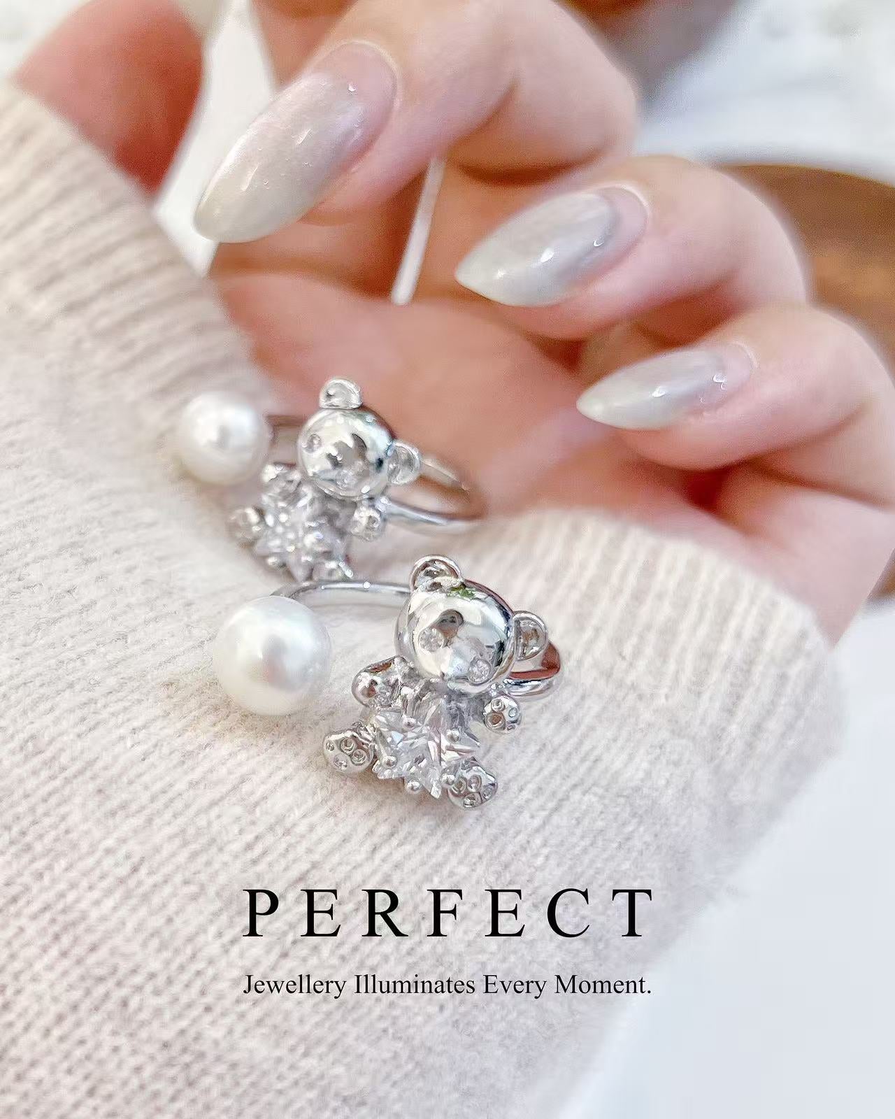 ✨Freshwater Pearl Teddy Bear 🧸 Ring | 淡水珍珠熊仔戒指✨💛🌻🐾