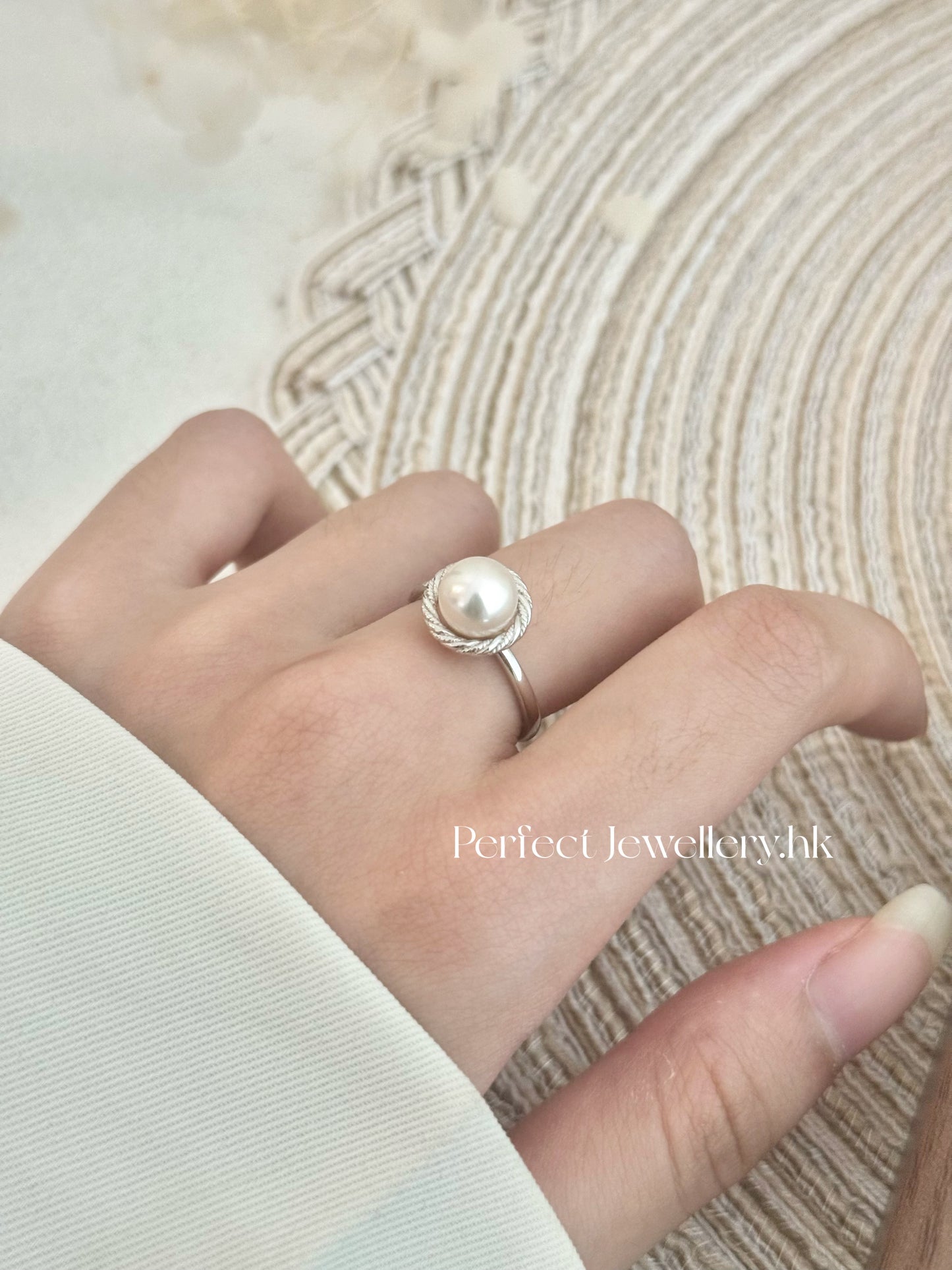 Freshwater Pearl S925 Ring | 淡水珍珠S925麻花戒指