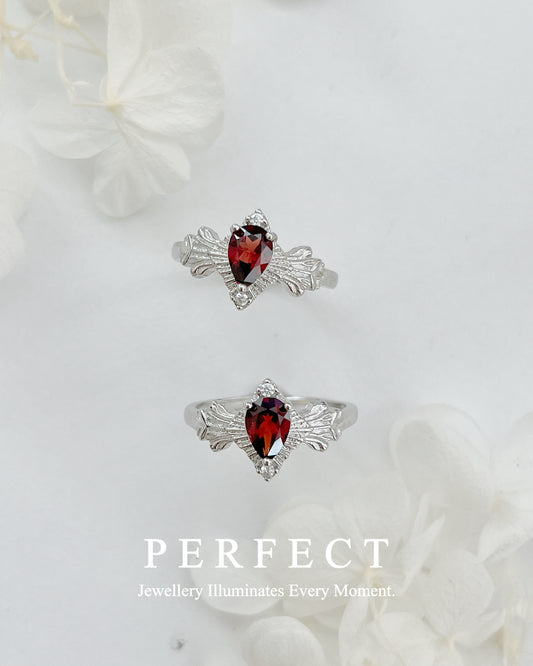 ✨Red Garnet Angel Brass Ring🪽| 紅石榴天使之翼戒指✨🦩
