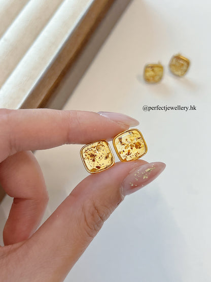 ✨Piebald Amber S925 Earrings✨🌸花珀S925耳釘