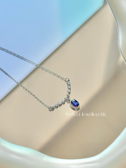 Blue Sapphire S925 Necklace | 泡泡微笑藍寶石S925項鍊