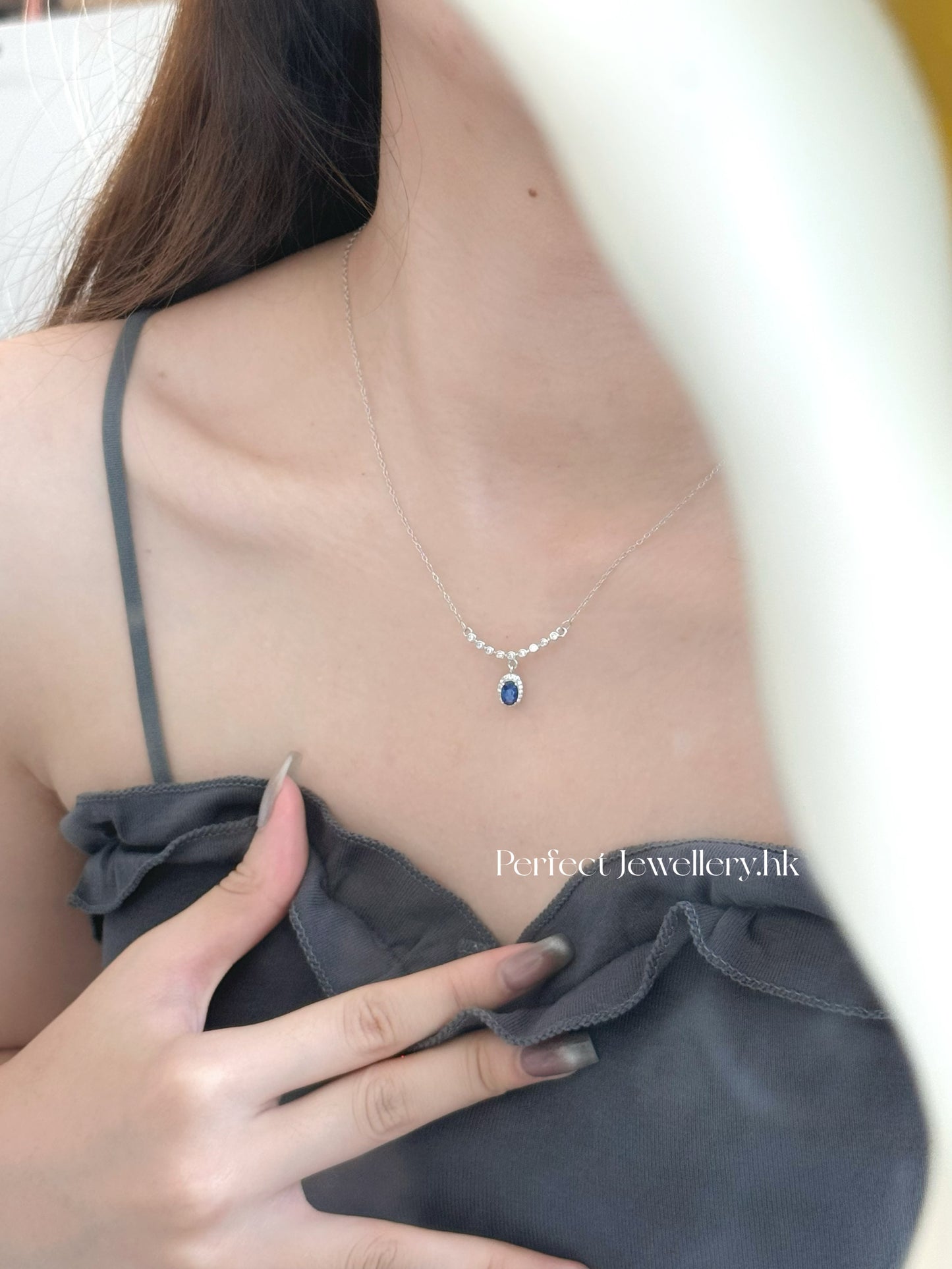 Blue Sapphire S925 Necklace | 泡泡微笑藍寶石S925項鍊