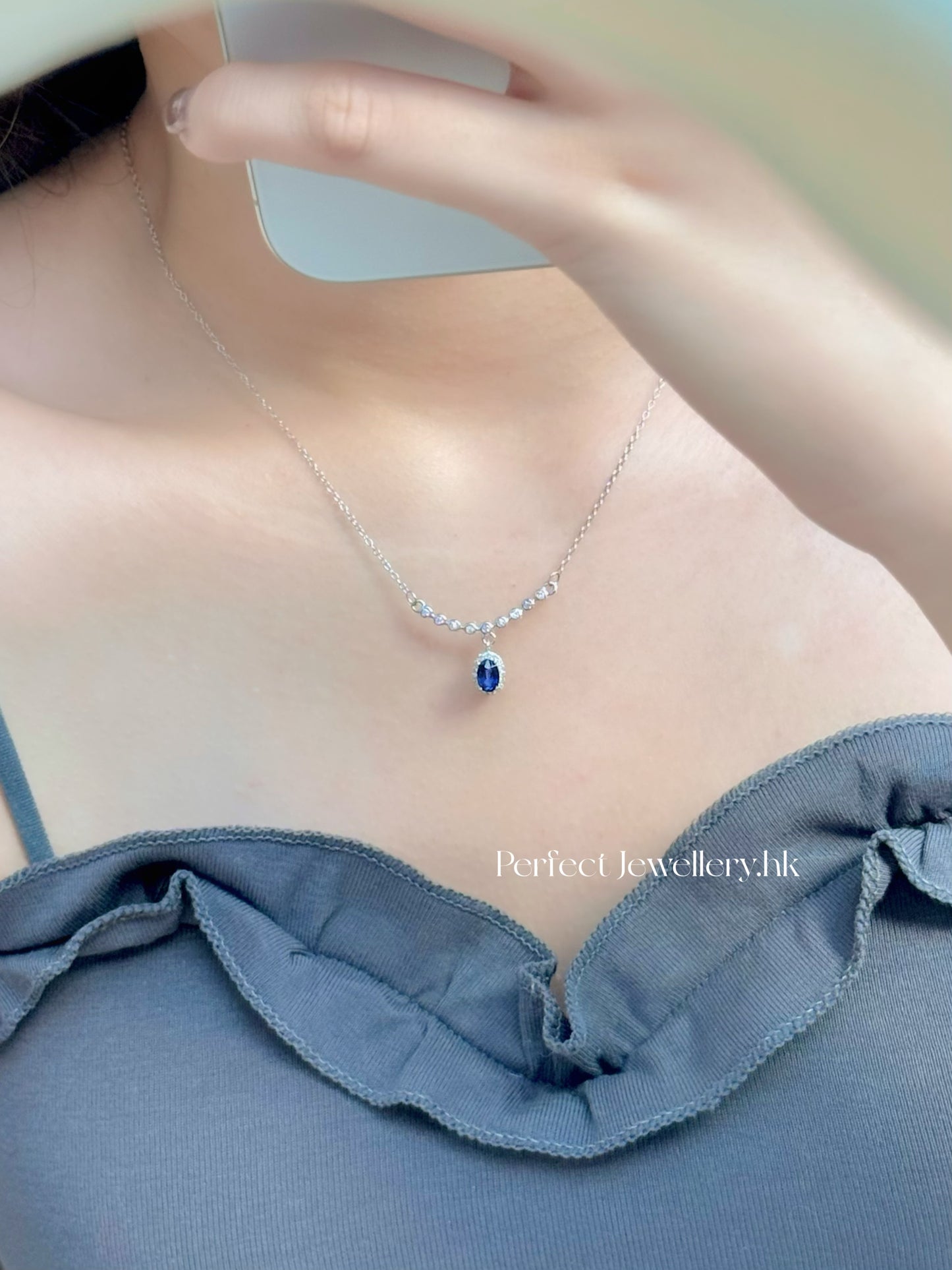 Blue Sapphire S925 Necklace | 泡泡微笑藍寶石S925項鍊