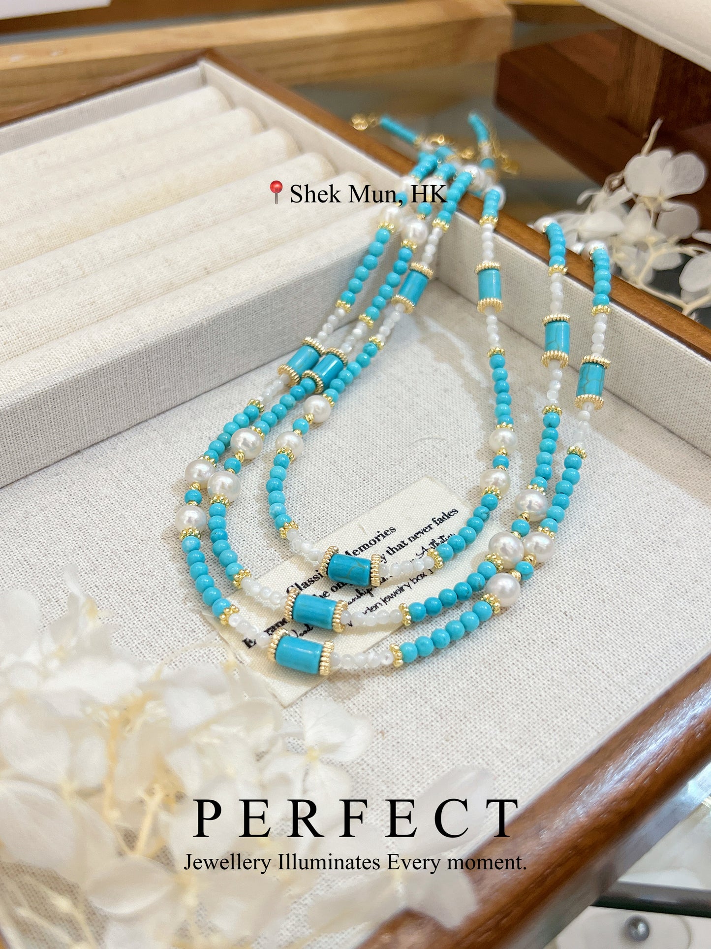 ✨Turquoise MOP Freshwater Pearl Necklace | 海鹽冰茶💎綠松母貝珍珠項鍊✨