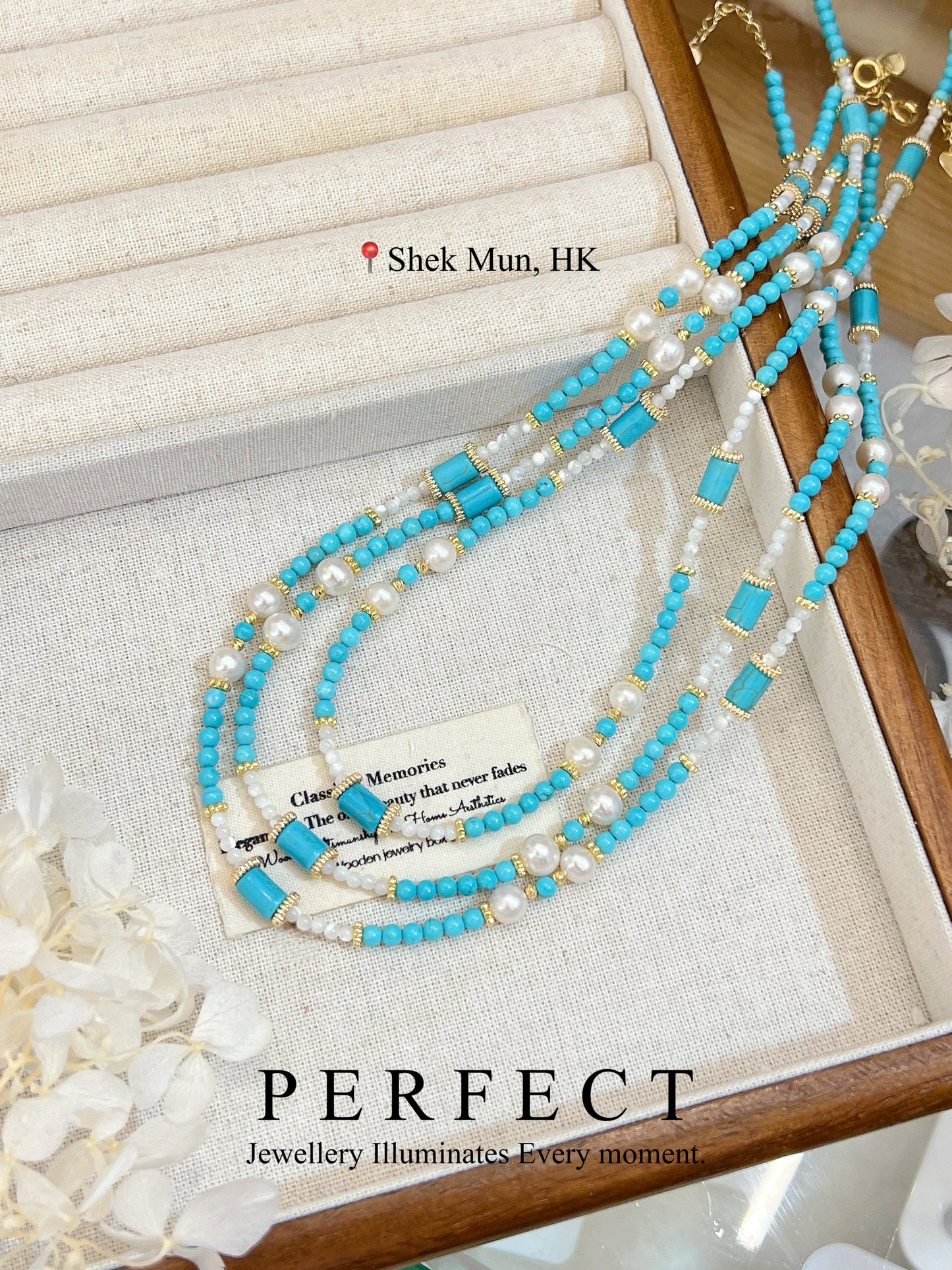 ✨Turquoise MOP Freshwater Pearl Necklace | 海鹽冰茶💎綠松母貝珍珠項鍊✨