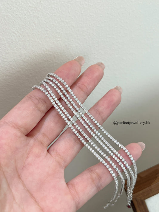 ✨2mm Cubic Zirconia Tennis S925 Bracelet｜高碳鑽網球手鏈✨💎