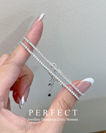 ✨2mm Cubic Zirconia Tennis S925 Bracelet｜高碳鑽網球手鏈✨💎