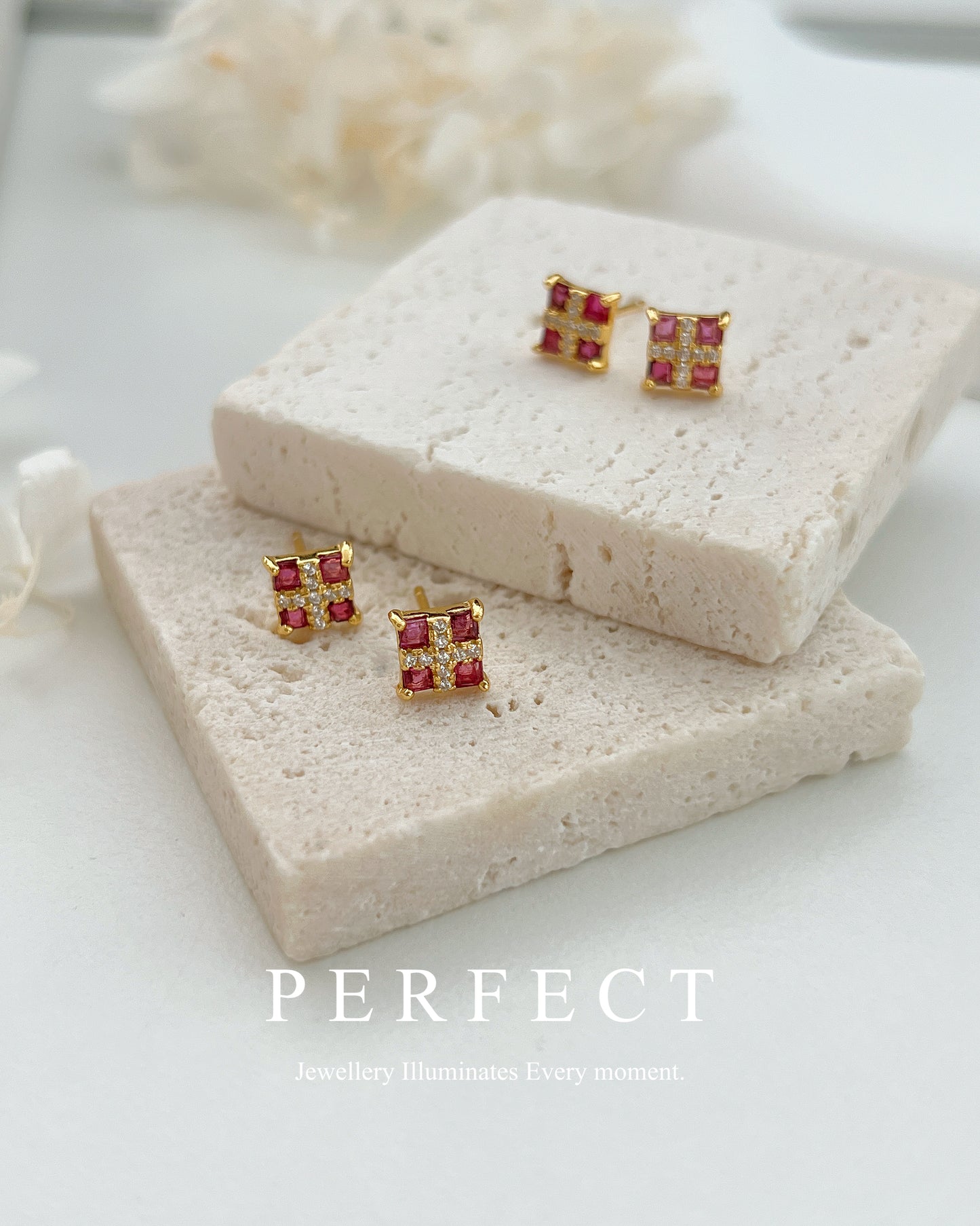 ✨Non-Heat Ruby Earrings｜無燒紅寶石公主方耳釘✨🟥❣️