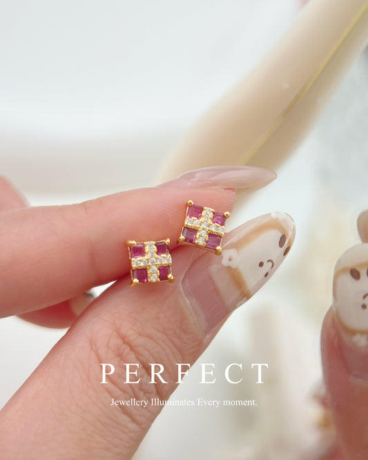 ✨Non-Heat Ruby Earrings｜無燒紅寶石公主方耳釘✨🟥❣️
