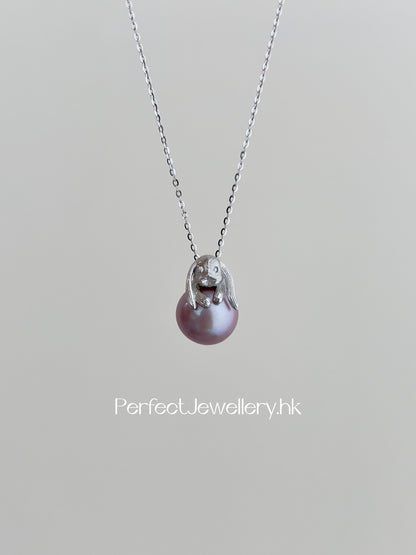 Freshwater Pearl Necklace ｜ 11.8mm淡水紫珠趴趴兔項鍊