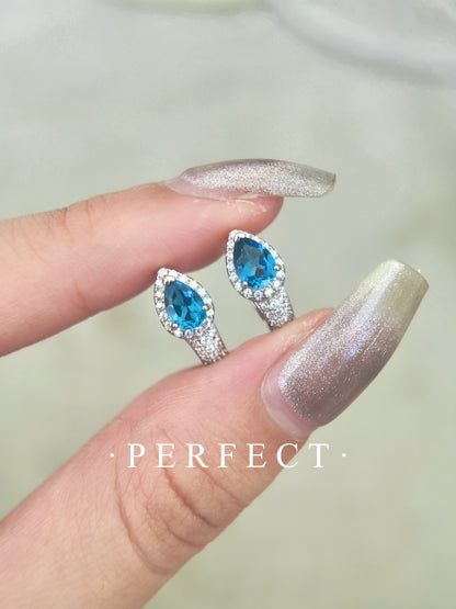 Blue Topaz S925 Earrings | 藍托帕水滴小蛇S925耳圈