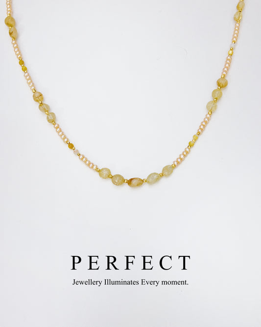 [S925]✨Carl | Citrine Freshwater Pearl Necklace 淡水珍珠黃水晶項鍊✨