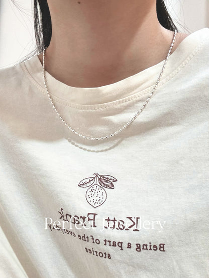 [S925] ✨Cupcake Cut White Gold Necklace｜蛋糕杯切白銀色銀鏈✨Italian🇮🇹