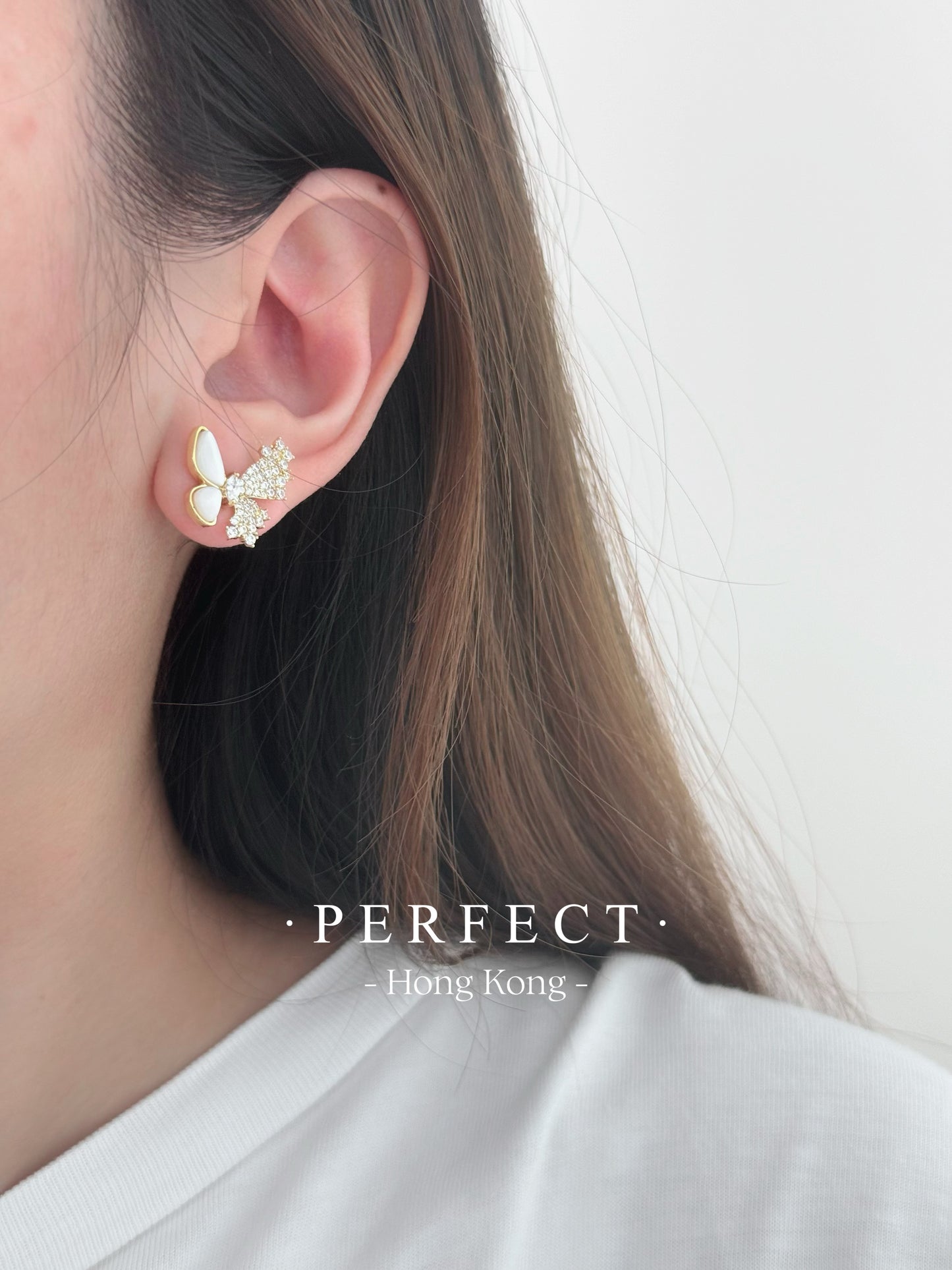 MOP Butterfly Earrings | 白蝶貝不對稱蝴蝶耳釘