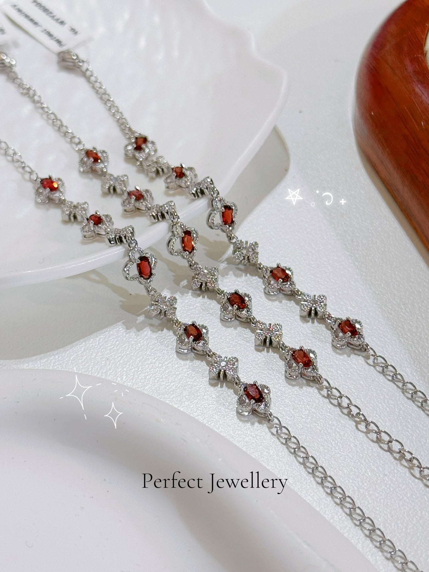 🍀Red Garnet Clover Bracelet✨ | 四葉草紅石榴手鍊❤️