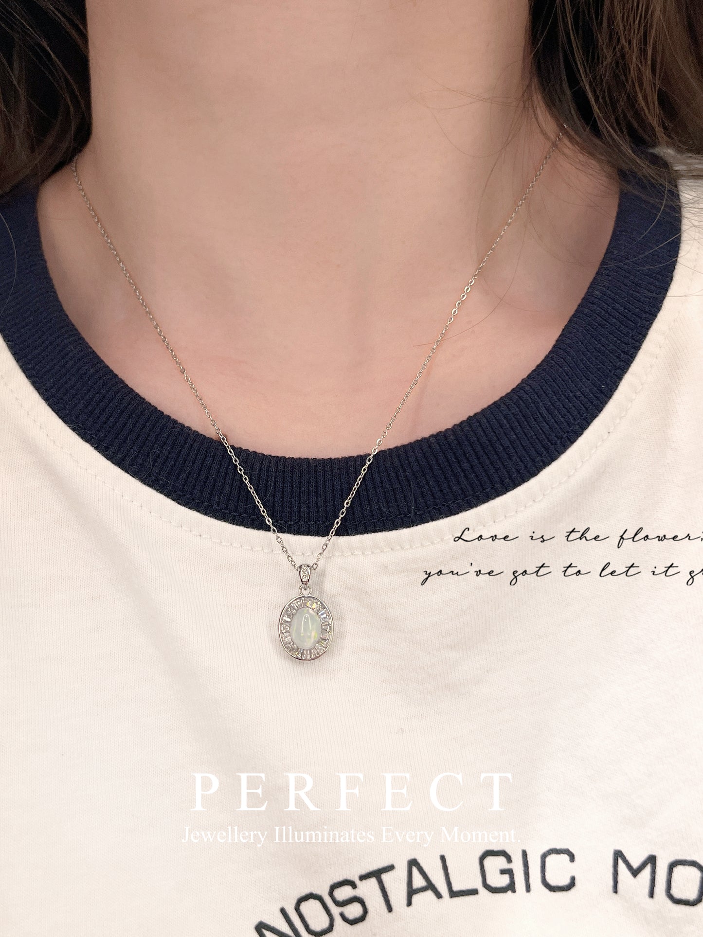 Opal Brass Necklace |澳寶梯方圍鑲頸鏈🍬✨