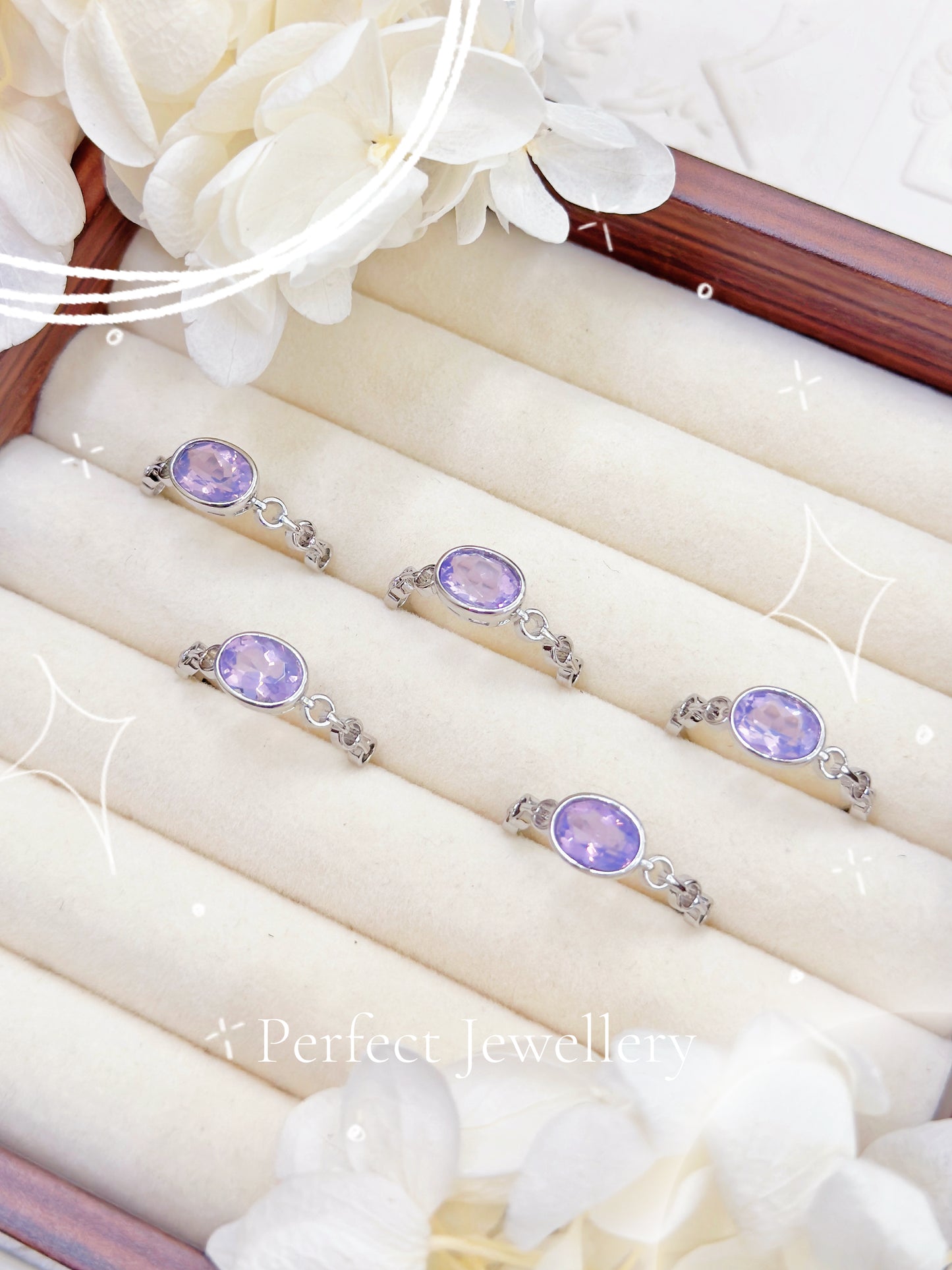 ✨Amethyst Ring🔮|夢幻🦄薰衣草紫水晶鎖鏈戒指