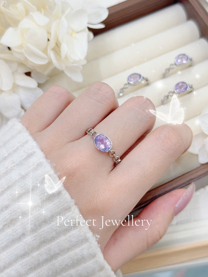 ✨Amethyst Ring🔮|夢幻🦄薰衣草紫水晶鎖鏈戒指